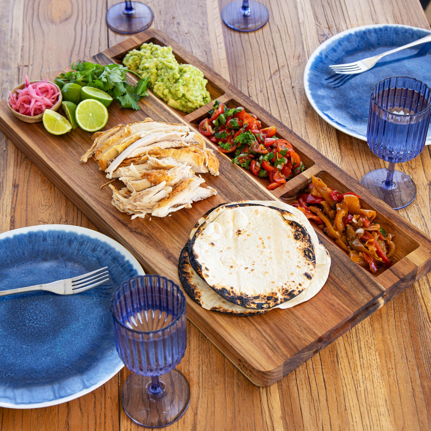 Three Bowl Prep + Serve Board (Long Grain)